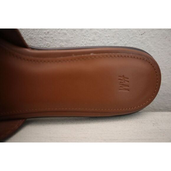 H&M 1217381 Women's Sz 7 Brown PU Leather Square Toe Wide Foot Strap Sandals - Picture 8 of 9